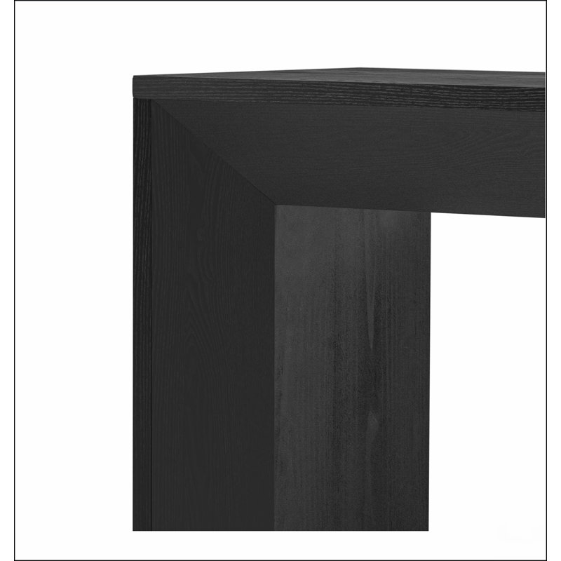 Console Mirod, conception de cheminée, simple et fonctionnelle avec plateau en placage de bois de haute qualité, polyvalente pour le couloir, le salon ou l'entrée