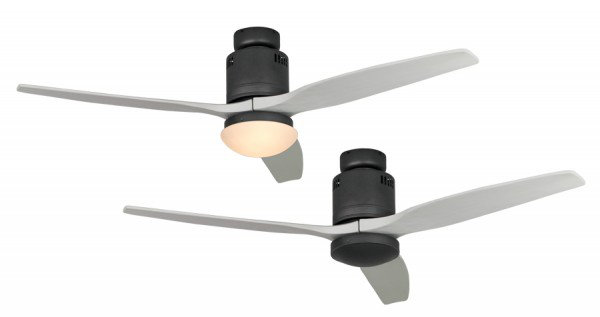 Maegan 132cm Ceiling Fan with Light Kit, Basalt Grey with Lacquered White Blades