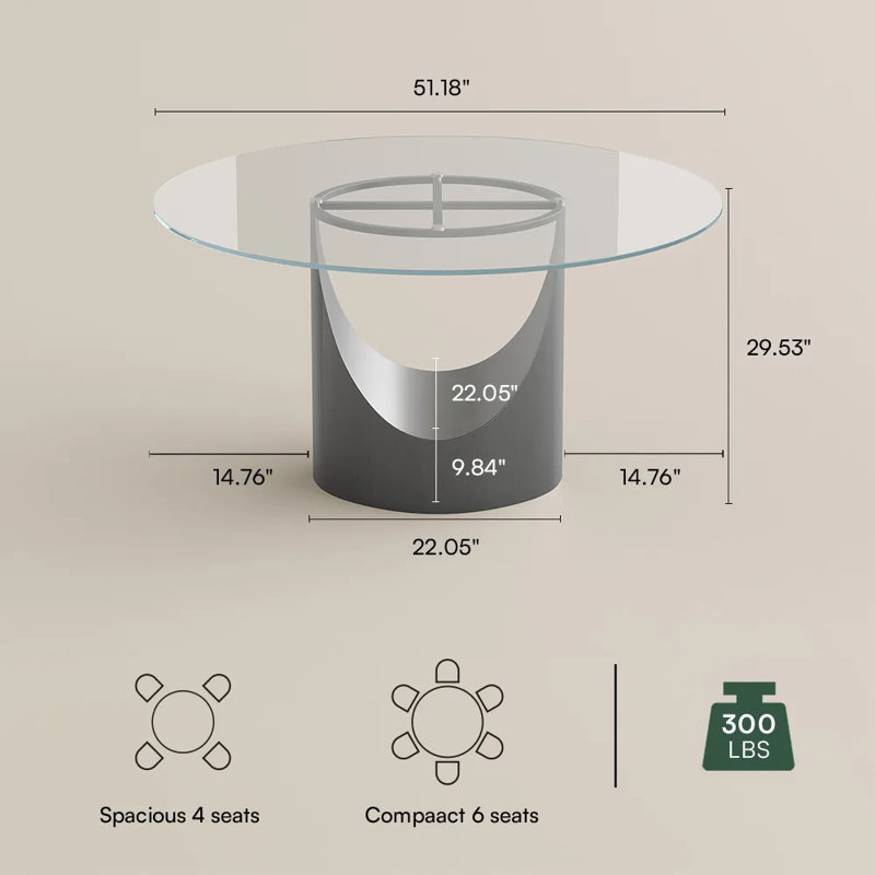 Round Tempered Glass Dining Table
