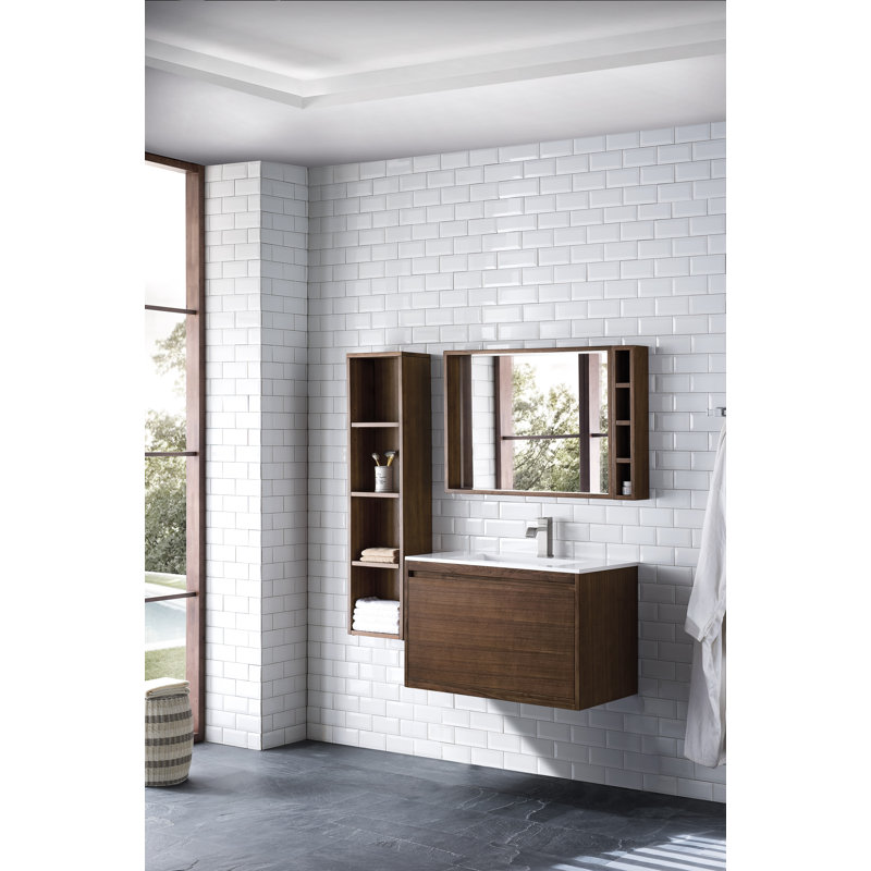 Milan Beveled Wall Mirror, 35.38" x 35.38", Natural Ash