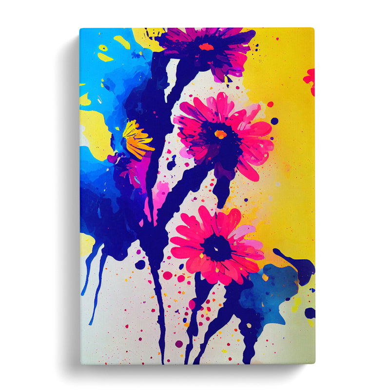 Paint Splat Flowers No.4 Abstract - Wrapped Canvas Print, 50cm H x 35cm W x 3cm D