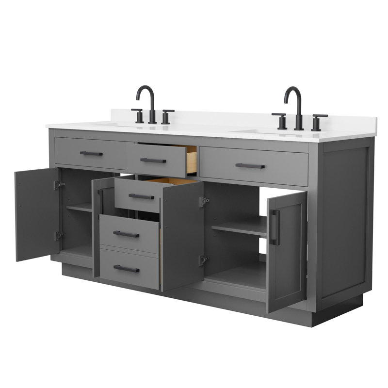 Beckett TK 72'' W Vanity, 8" Center, Matte Black, Gray