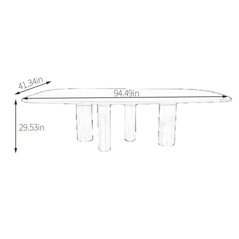 Oak Solid Wood Dining Table, Walnut, 41.34" W x 94.49" L