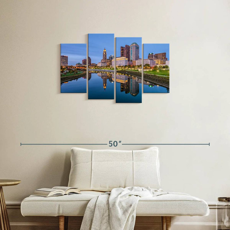 Keesha Columbus Skyscrapers Reflection, 22" H x 36" W