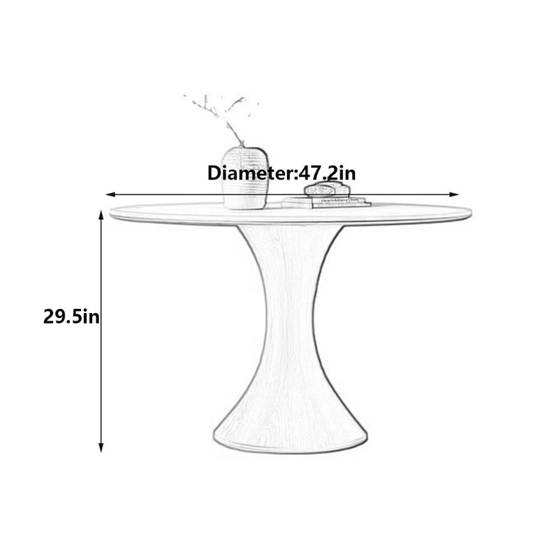 Modern Minimalist Round Dining Table, 29.5"H x 47.2"L x 47.2"W
