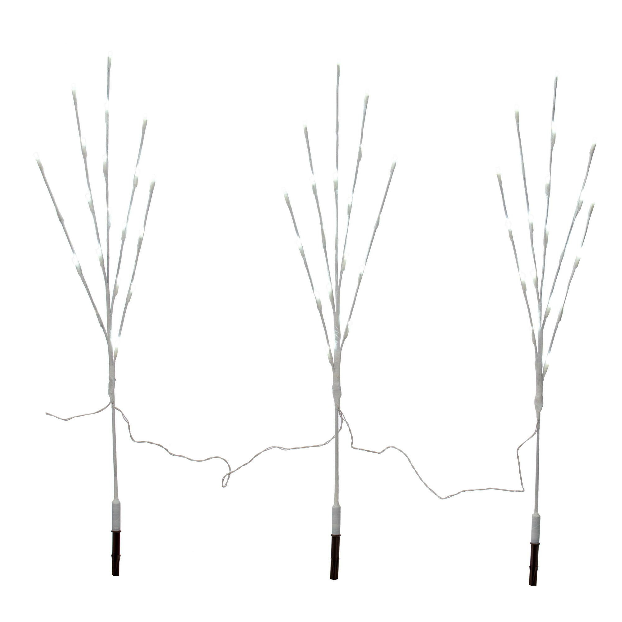 Ivy Bronx 75Lt 3Pc LED Pure White 5mm Wide Angle White Wire Twig Stake ...