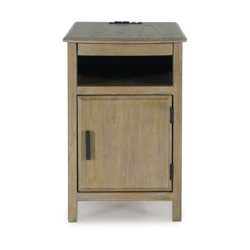 Geppie End Table and Built-In Outlets, Natural