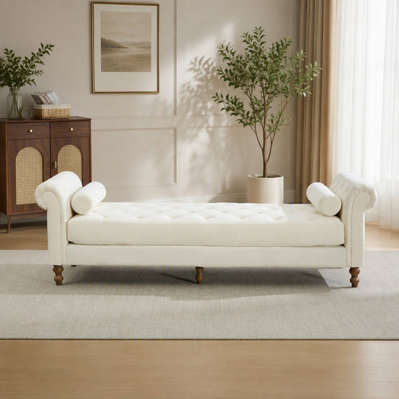 Banquette rembourrée moderne avec accoudoirs et rangement