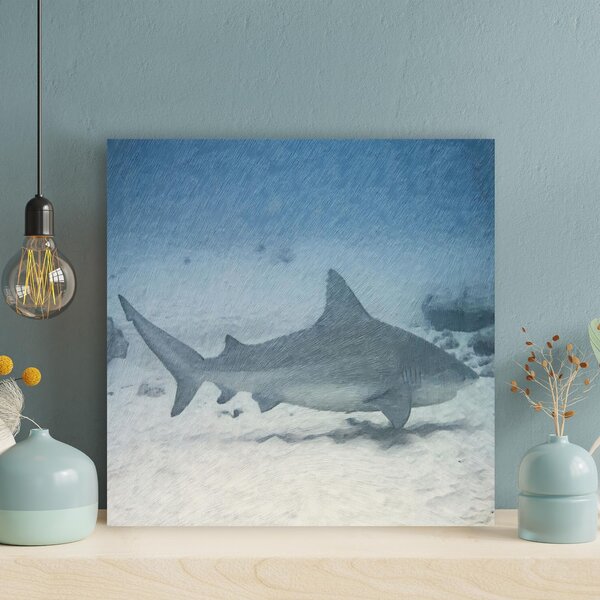 Rosecliff Heights A Shark Under Ocean On Canvas Painting | Wayfair