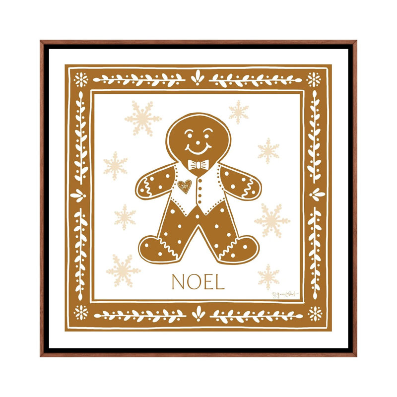 «Gingerbread Man», reproduction d'art sur toile encadrée, Brun, Impression dans un cadre flottant sans passe-parto