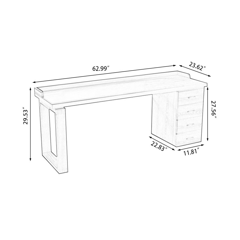 Bureaux rectangulaires en bois massif brun, H 29,53 po x l 62,99 po x P 23,62 po