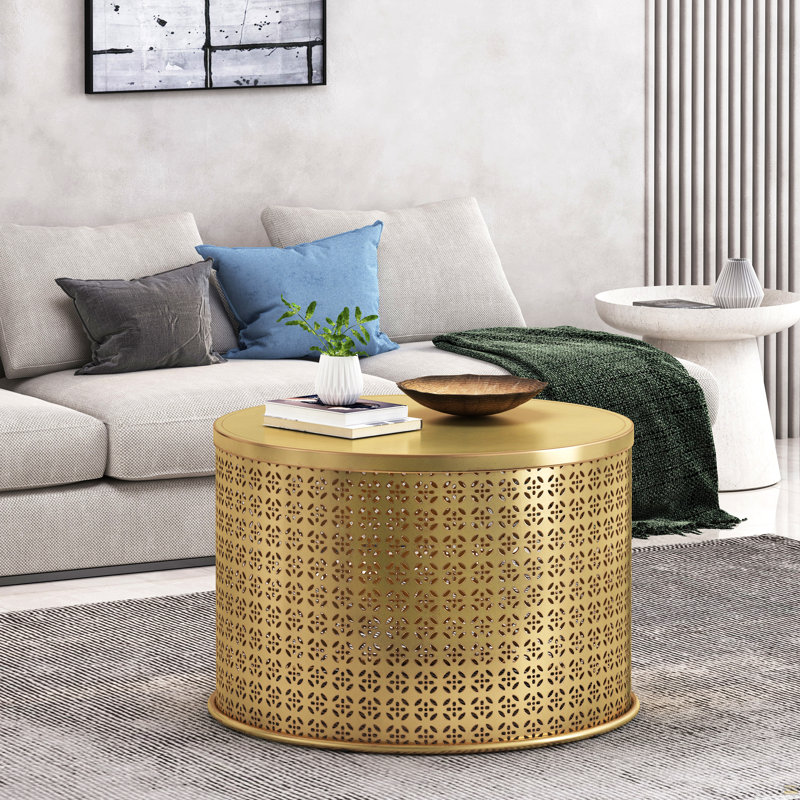 Table basse, 17.5" H x 25.5" W x 25.5" D, Gold