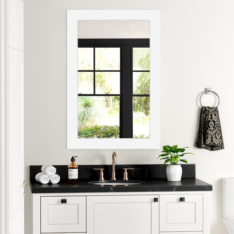 Miroir en bois, Blanc, 36 po x 24 po