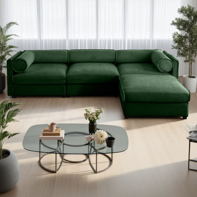 Élégant canapé en chenille de L 109 po avec siège de rangement et repose-pieds (3 places)