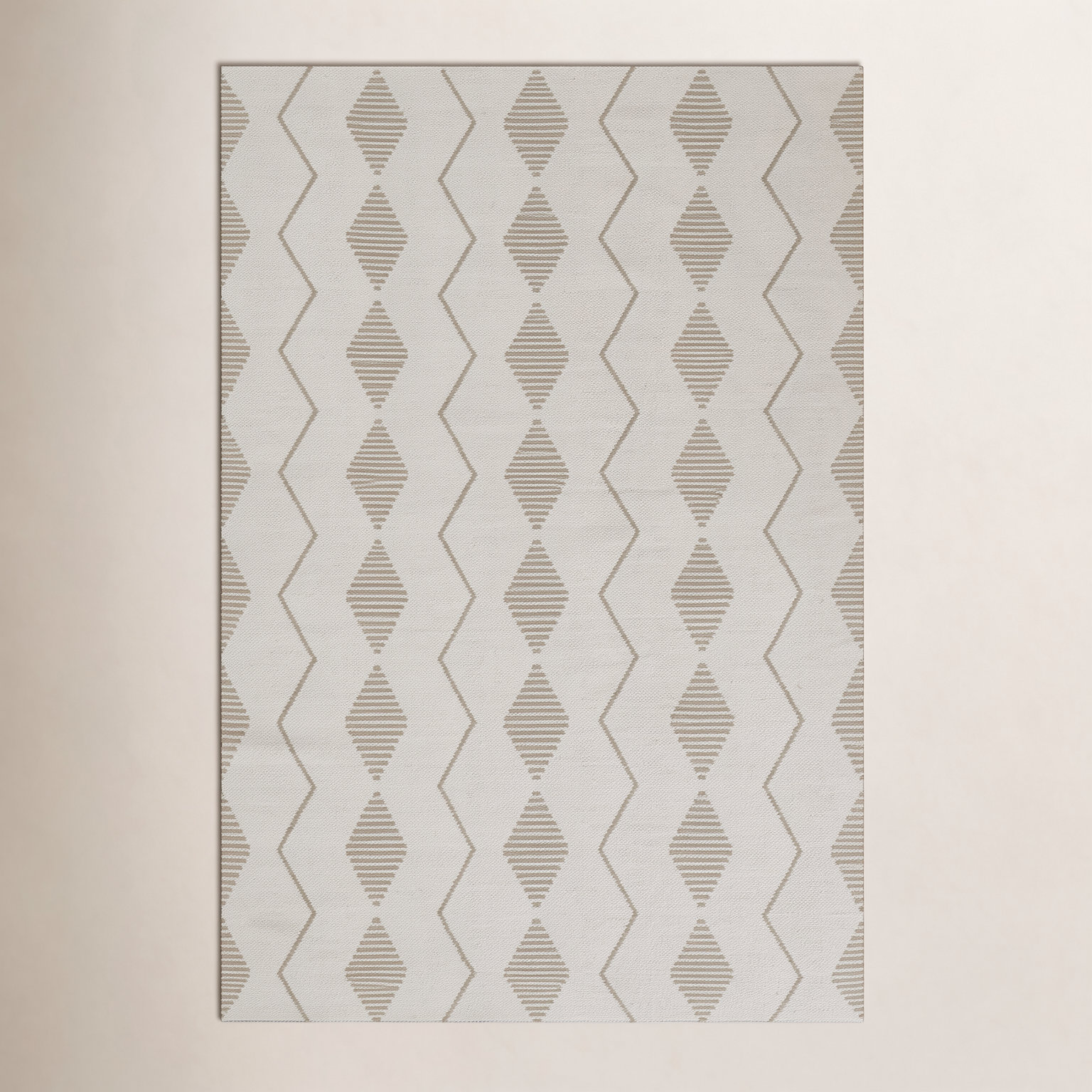 Malmo Beige Hand-Woven Geometric Outdoor Rug, Rectangle 2' x 3'