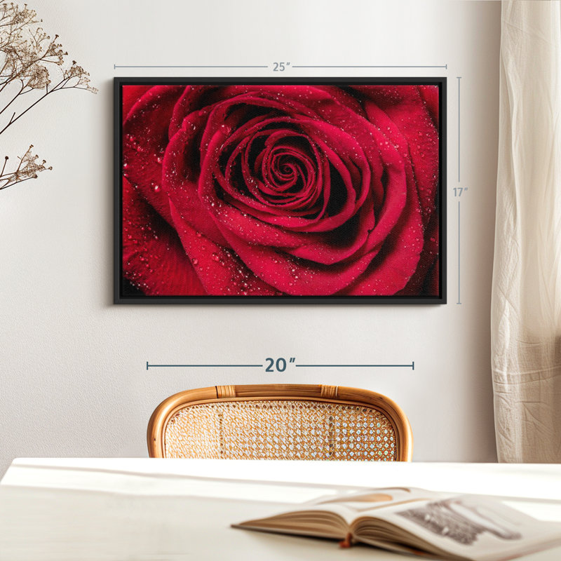 Velours rouge rosé sur toile, H 17 po x l 25 po