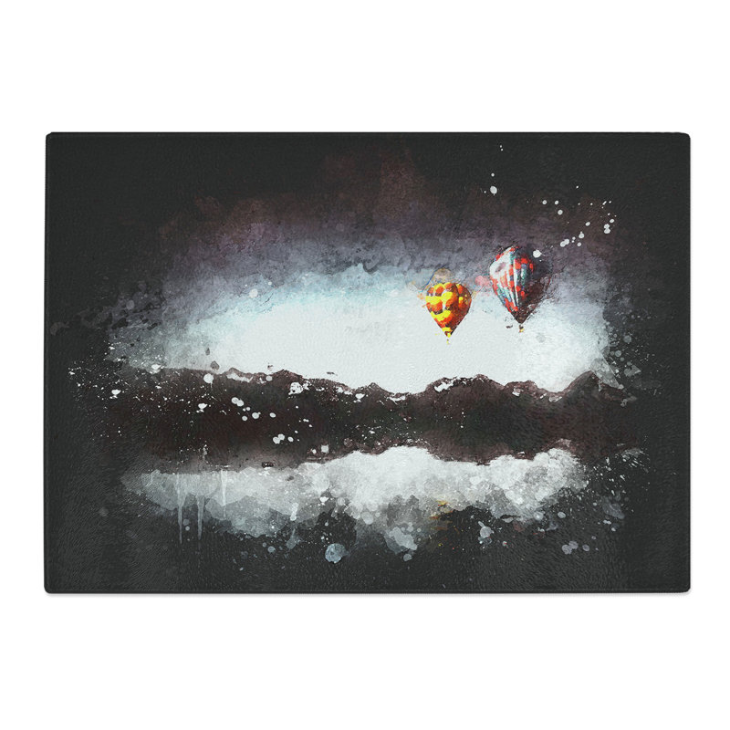 Tempered Glass Hot Air Balloons Above a Lake Chopping Board, 28.5 cm x 39 cm