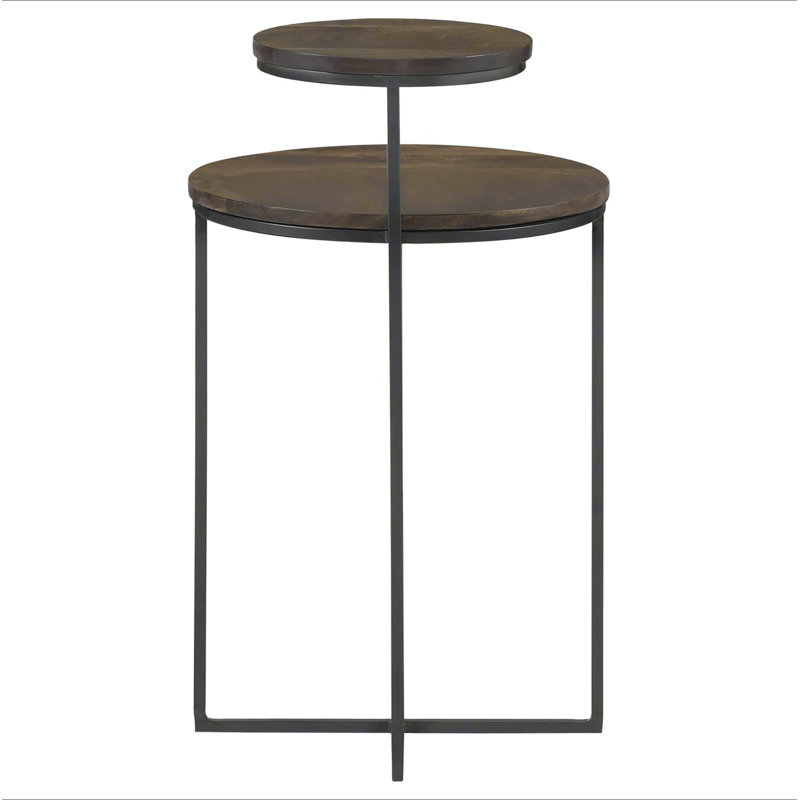 Natural and Gunmetal 2-Tier Accent Table