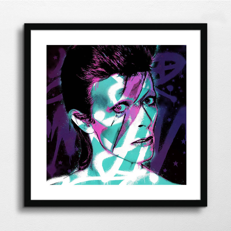 Bowie Stardust - Single Picture Frame Print, 50cm H x 50cm W x 2cm D, Black Framed Paper
