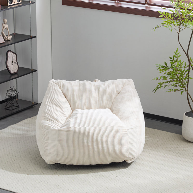 Fauteuil à billes d'intérieur en fausse fourrure beige