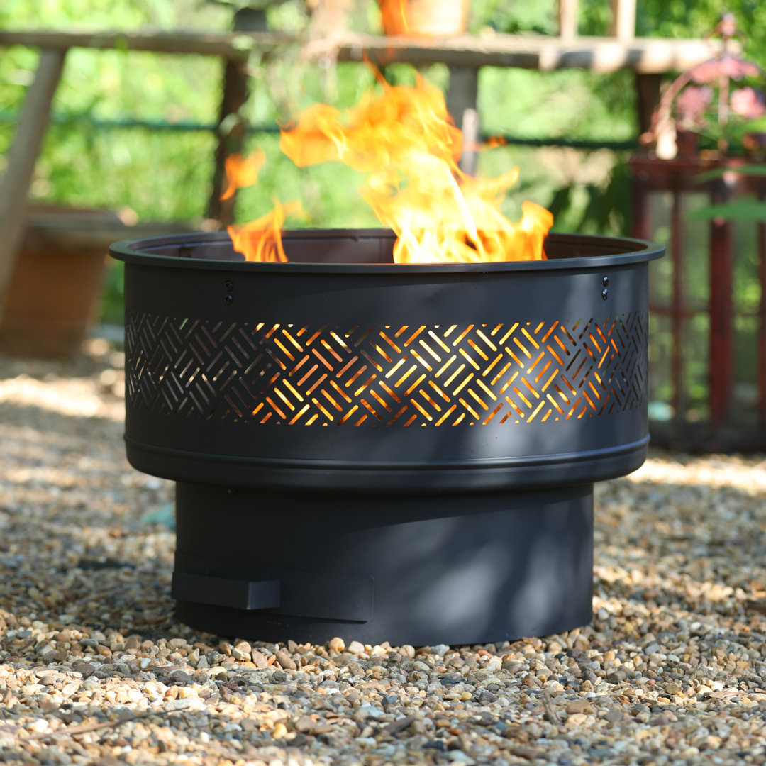 26" Wood Burning Fire Pits With Grill & Lid, Fire Pit Table For Outside With Waterproof Cover & Fire Poker, Outdoor Firepit With Functions For Bbq,table And Bonfire Latitude Run®