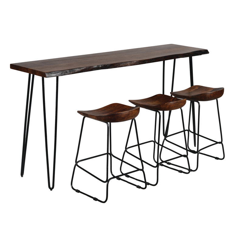 Tabouret court en bois massif de 23 po Mcmurry, Ardoise
