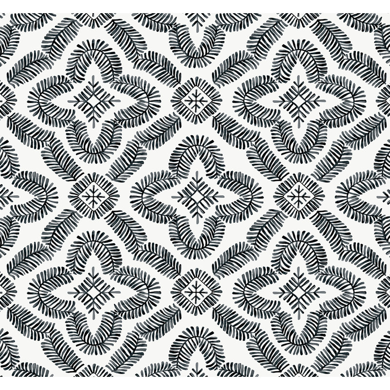 Rouleau de papier peint Brynnae L 27 pi x l 27 po, Noir / blanc