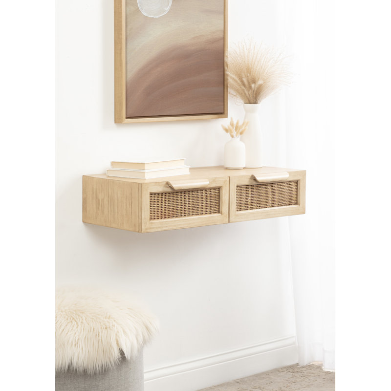 Rattan Floating Entryway Console Table
