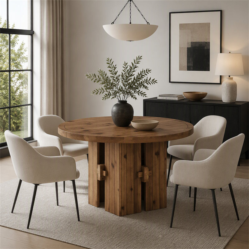 with Solid Wood Base Dining Table