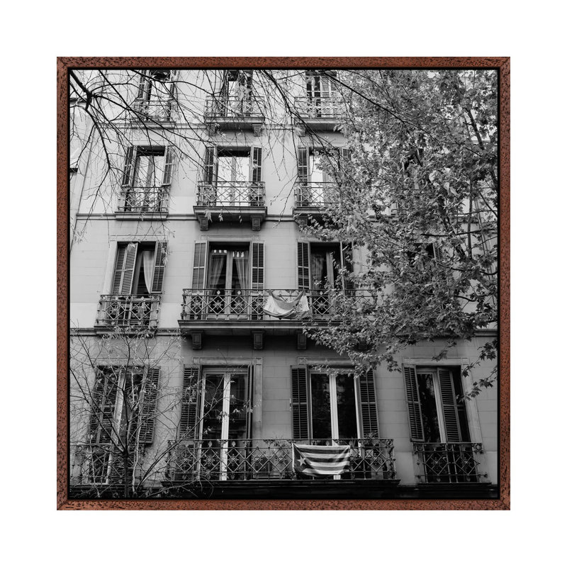 Barcelona Architecture III by Bethany Young - Print on Canvas, Classic Brown Wood Framed, 93.98cm H x 93.98cm W x 3.81cm D
