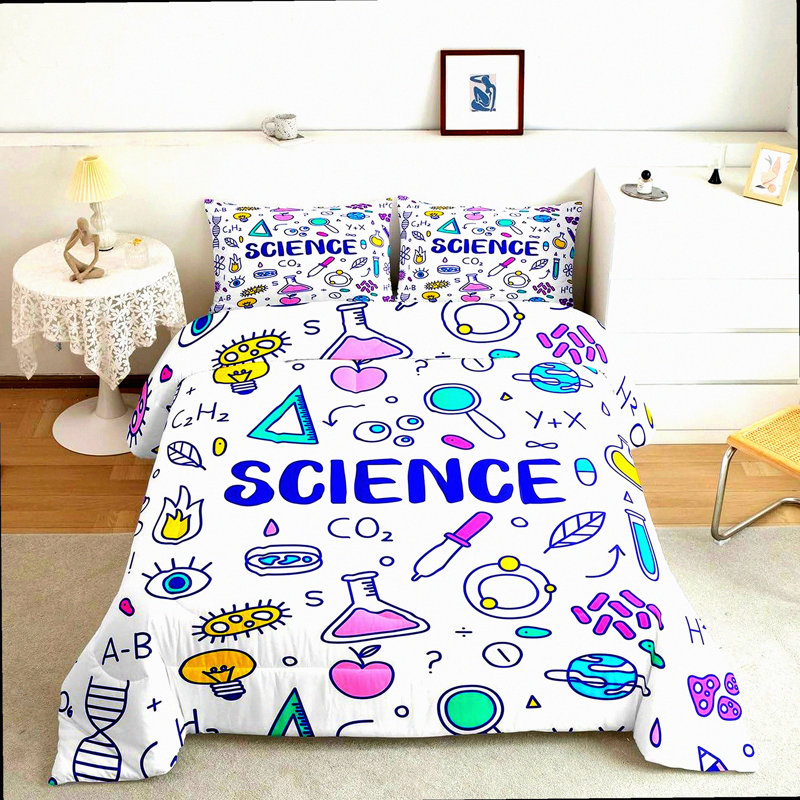Equation Elegance Queen Comforter Set - Math & Science Themed Bedding for School Dorm Room Decor. Featuring Geometry & Mathematics Formulas.
