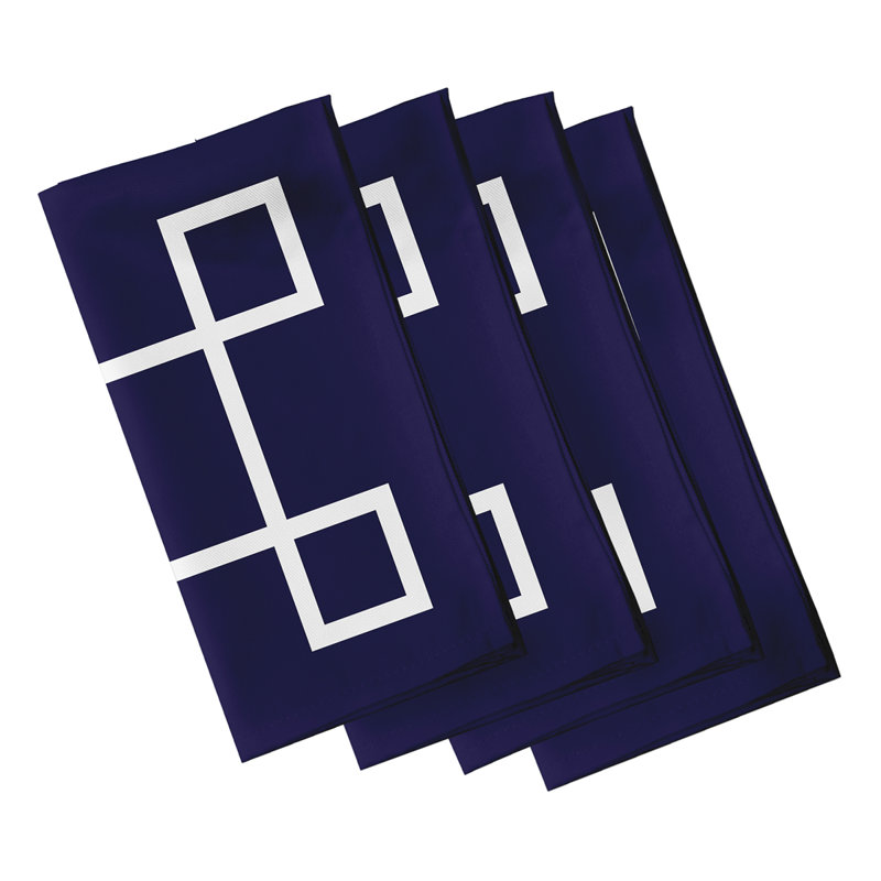 Kuse Polyester Geometric Square Napkin, 18" W x 18" L, Navy