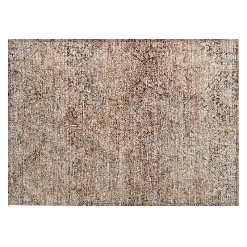 Machine Washable Indoor/Outdoor Xhevrie Copper Rug, Rectangle 2'6" x 3'10"