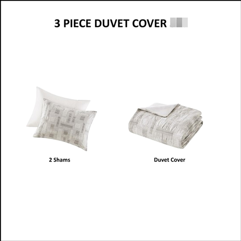 3 Piece Cotton Duvet Full In . 100% Cover & 2 Shams. Inner Ties Included. . Machine Washable Bedding - With Overlap Closure. Ties.