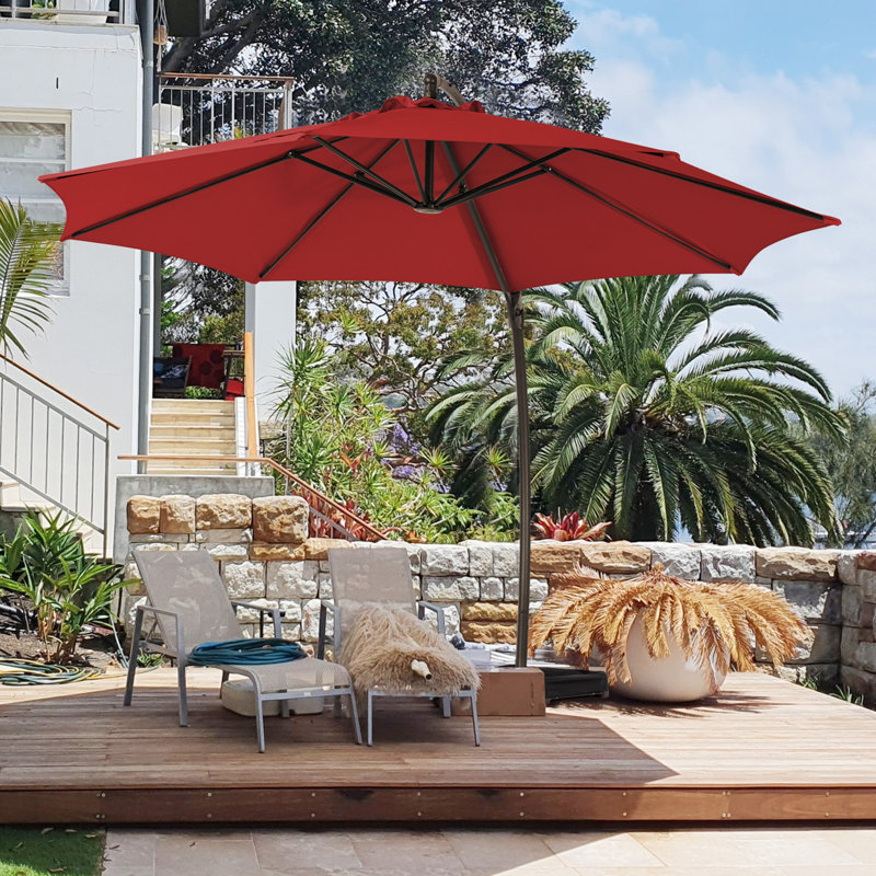 Parasol en porte-à-faux en aluminium 10 pi avec sac de sable Bersa, Rouge