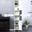 Armoire de salle de bain autoportante en bois avec miroir, grandes tablettes réglables de style tour, tablettes blanches ou de salon