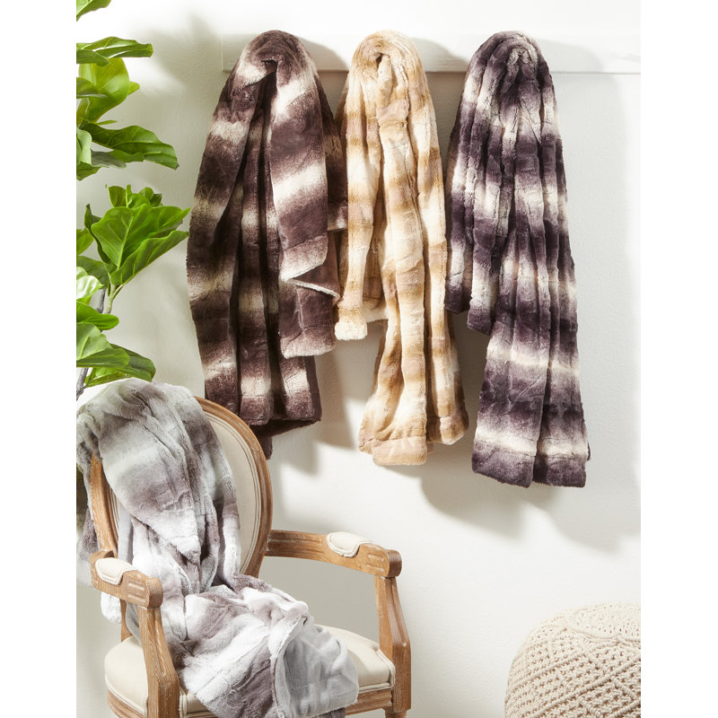 Luxurious Sherpa and Faux Fur Electric Throw Blanket in Multicolor