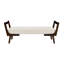 Banc de style Mid-Century avec pieds en bois de noyer, repose-pieds cannelé en polyuréthane cognac-1659217089-1659217091