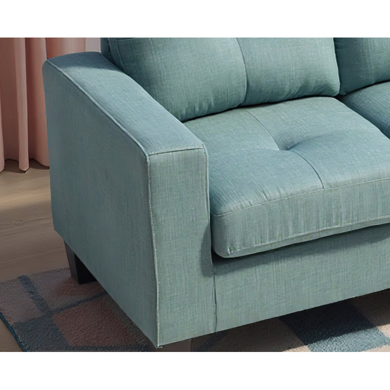 Swansea Teal Modular Fabric Loveseat, Teal