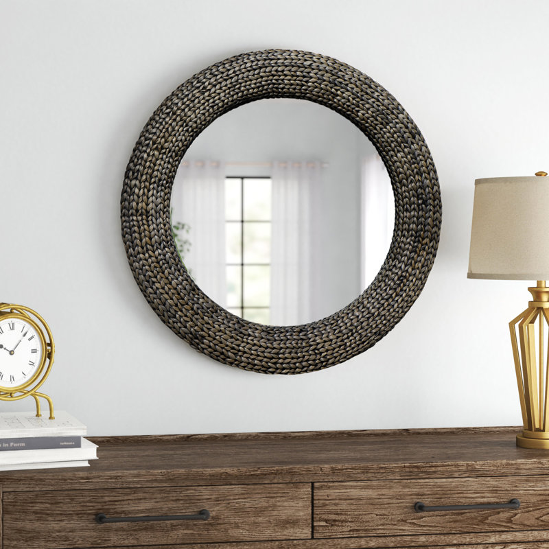 Wood Flat Wall Mirror, Silver Patina