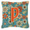 Lettre fleurs Monogram rétro intérieur/extérieur Throw Pillow