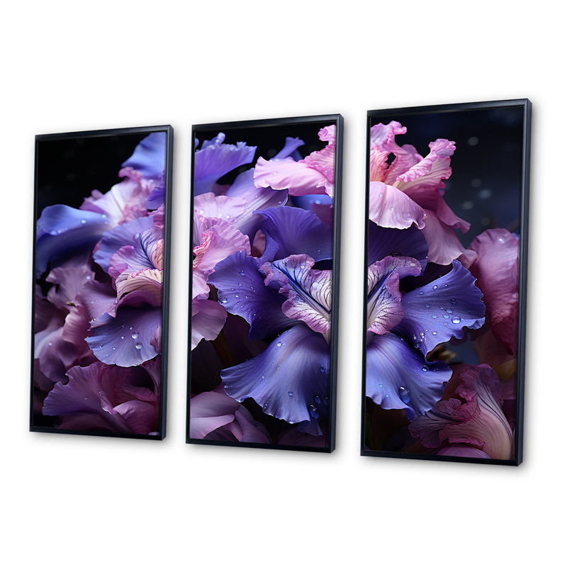 Ensemble de salon Mid-Century iris mauve Serenity Unveilé - Iris, Cadre flottant noir, H 28 po x l 36 po x P 1 po