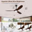 Ventilateur de plafond à 3 pales avec moteur à courant continu, 6 vitesses, minuterie, réversible et économie d'énergie, idéal pour la chambre à coucher et le salon - Design moderne et silencieux-347272850-347123343