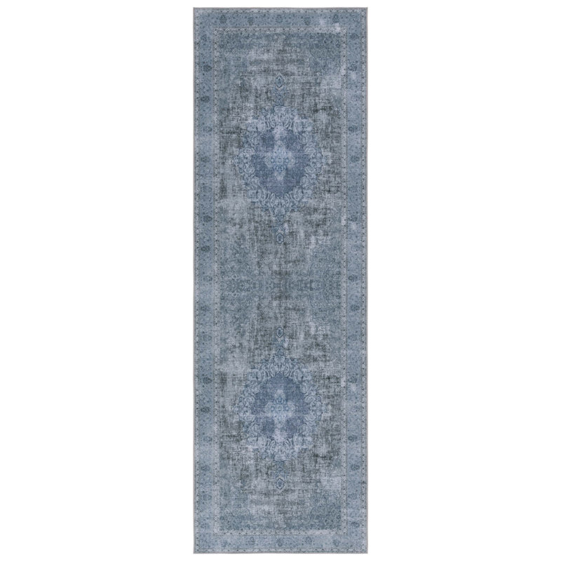 Tapis oriental vert / vert, Tapis de couloir 2 pi 6 po x 8 pi