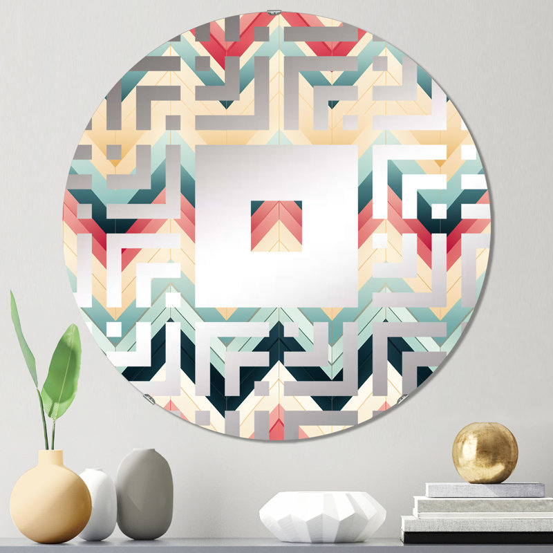 Ivoire Boho Accents Chevron - Miroir mural carré, 31,4 po x 31,4 po