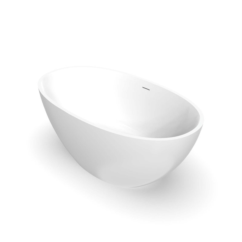 Baignoire de trempage autoportante à surface solide de 55 po pour salle de bain, Blanc mat