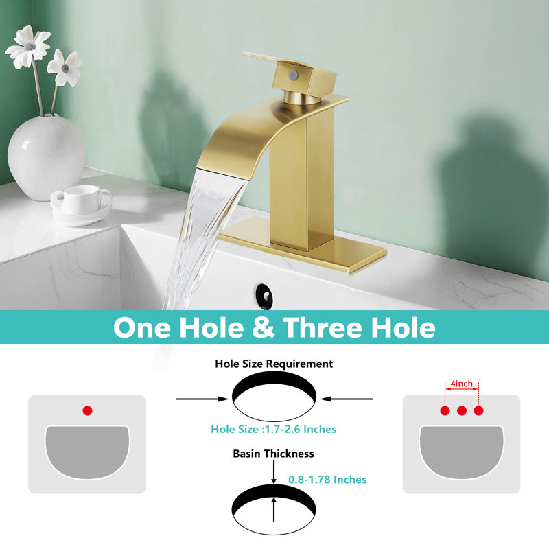 Freestanding Single-handle Bathroom Faucet with Drain Assembly, Brushed Gold