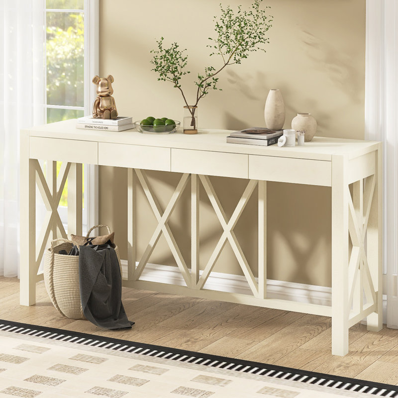 Console moderne 60,1 "avec 4 tiroirs, Beige