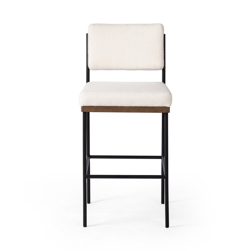 Benton Upholstered Stool with Metal Frame, Fayette Cloud/Polyester Blend, Bar Stool (30.3" Seat Height)