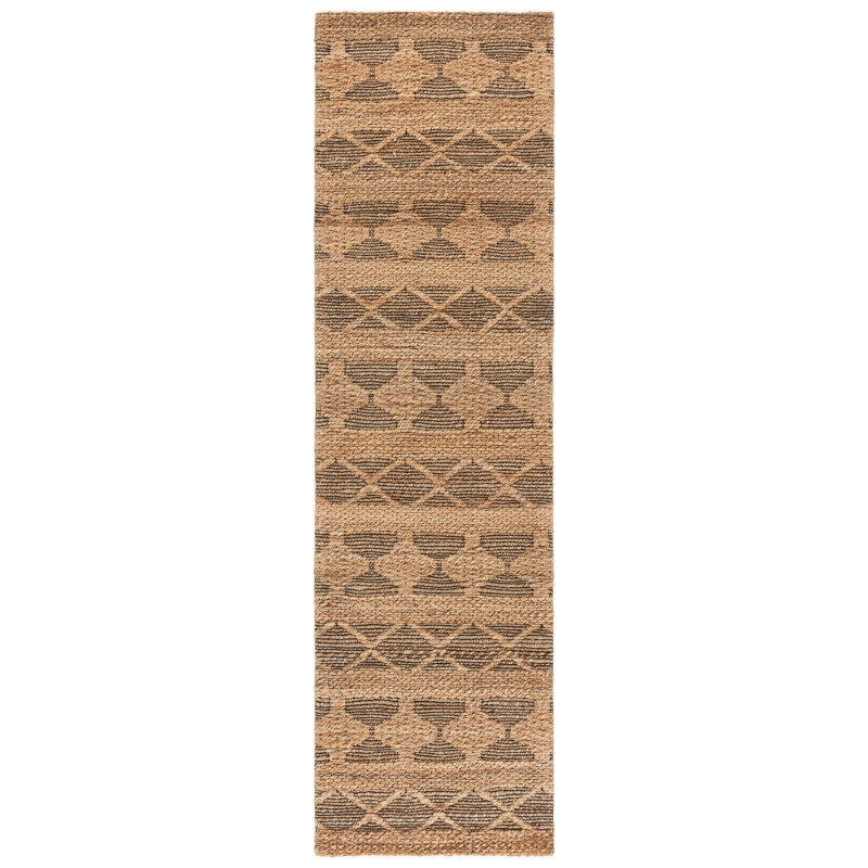 Natural Fiber Hand Woven Jacquard Performance Geometric Indoor Rug, 2'-3" X 8'-0" Runner